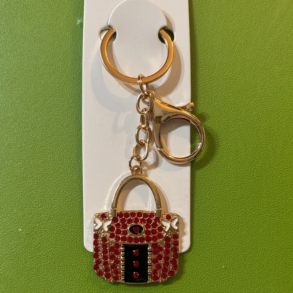 Sparkling Gold and Red Purse Keychain/Bag Charm